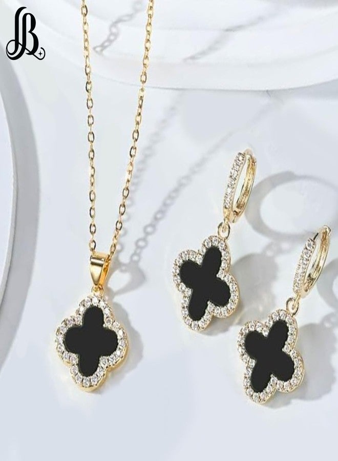 LaBling Jewelry Set with Hoop Earrings for Women | Jewelry Set for Women | Lovely Gift - Black - Image 5